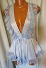 Vintage Baby Blue Lace Ruffled Teddy Lingerie Romper - Large — photo 1