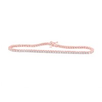 925 Rose Vergoldet Echter Diamant 4Mm 1 Reihen Modischer Kleiner Tennis Armband