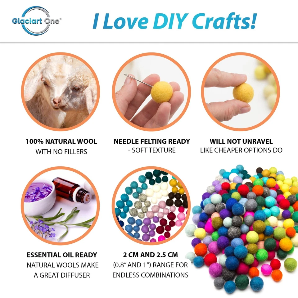 Felt Pom Pom, Felt Balls for Crafts (240 pcs) | 40 Rainbow Colors & 2 Sizes f... - Image 2 of 4