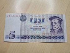 DDR 5 Mark 1975 banknote exchange note ZE Ostmark