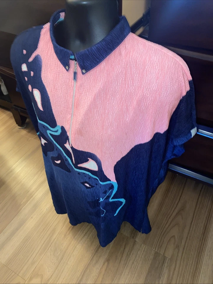 Top de golf abstracto rosa y azul para mujer JAMIE SADOCK 1/4 cremallera talla 2XL Foto 2 de 4