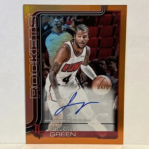 2025-26 Topps Basketball Jalen Green Orange foil Auto /25 On card auto! Rockets