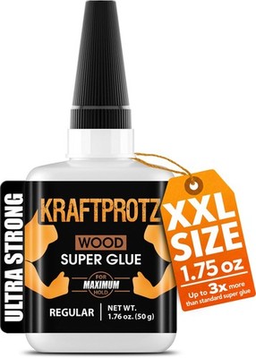 Wood Super Glue Liquid 1.76 oz XXL   for Cracks in Hardwood, Softwood, Plywoo...