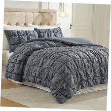 Am lie Home Grey Bubble Comforter Set Twin, 2 Twin 68" x 90" Charcoal Grey