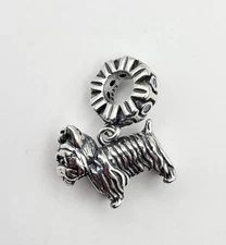 925 Sterling Silver Yorkie Charm Pendant