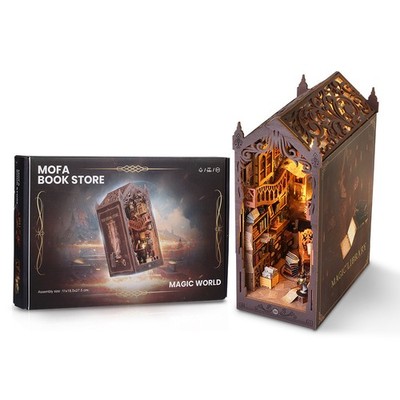 Magic Library Book Store DIY Book Nook 3D Wooden Puzzle BookNook Shelf Insert