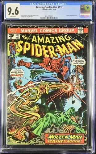 AMAZ. SPIDER-MAN #132 CGC 9.6 WHITE PAGES--MOLTEN MAN APPEARANCE!