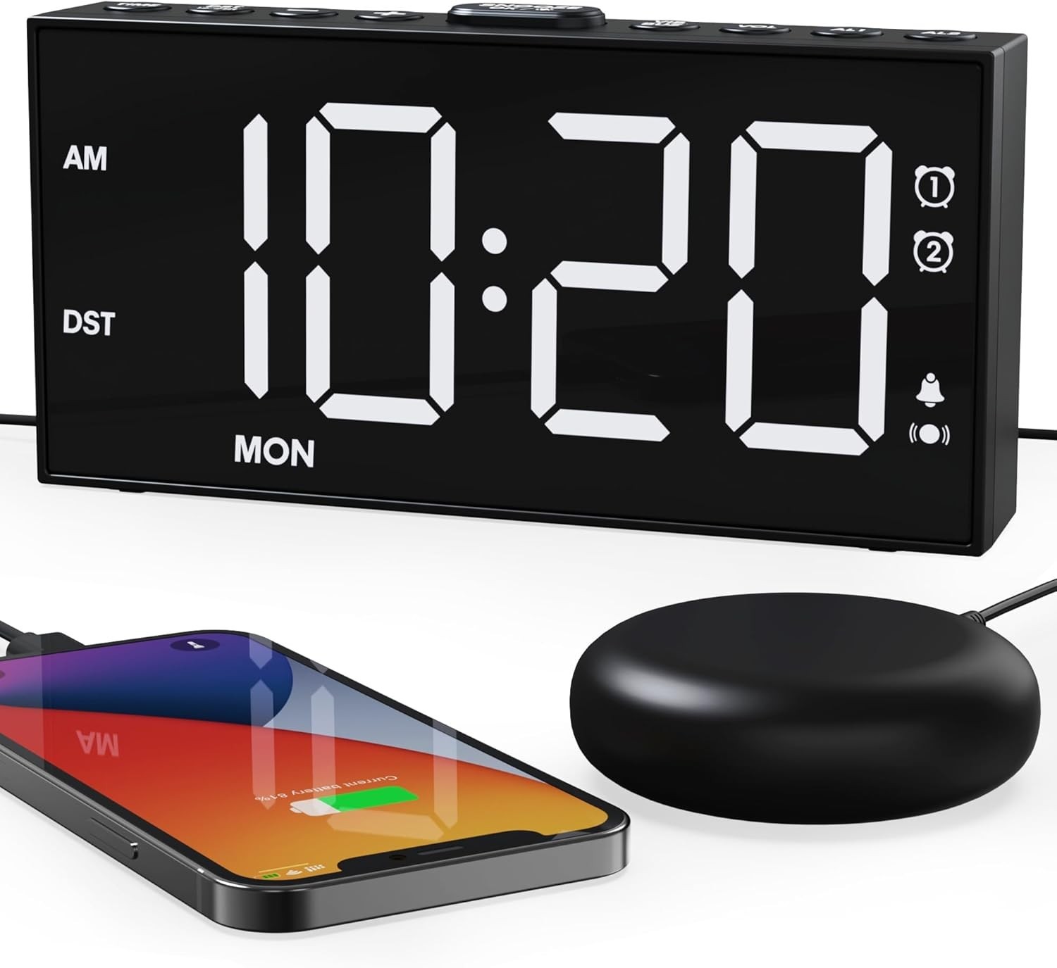 Super Loud Alarm Clock for Hearing Impaired Large Digital Display & Bed Shaker featured image