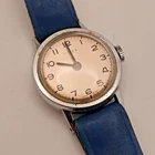 Timex Manual Wind Watch 0050 7872 Blue Leather Strap Small Clear Face Vintage