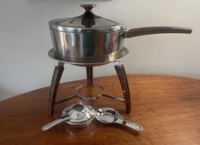 Vollrath Circa 21 Chafing Dish Danish/Mid Century Style 5 Piece Wood Handle/Legs