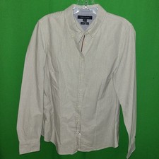 6053 NWOT TOMMY HILFIGER medium button up cotton shirt blouse gray Classic Fit
