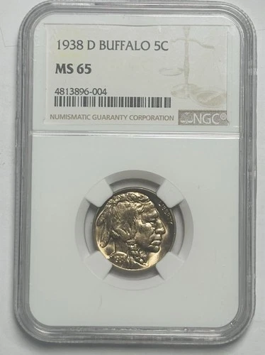 1938 D Buffalo Nickel 5C NGC MS 65