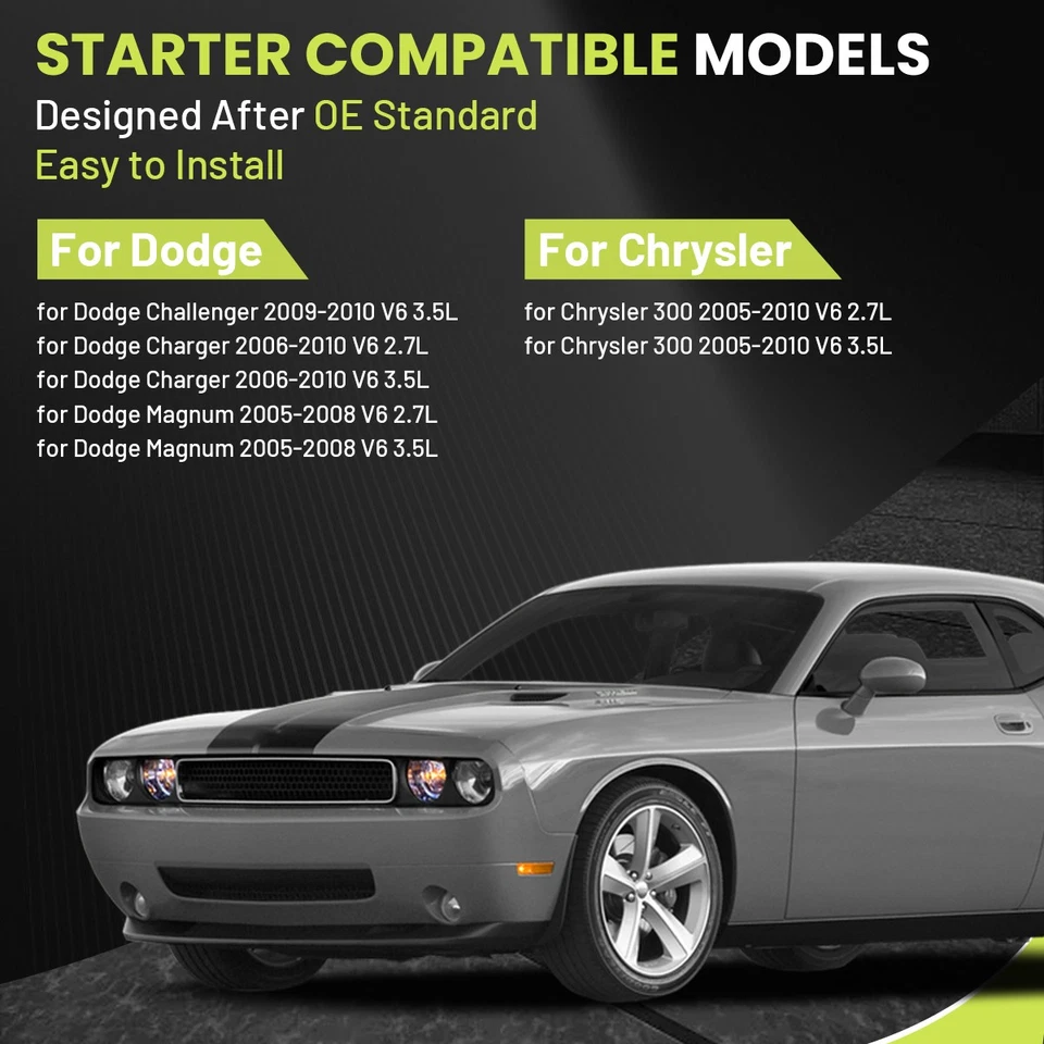 Starter For Chrysler 300 Dodge Charger Magnum 2.7 3.5L 2007 2008 2009 2010 19025 Foto 2 de 4