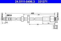 NEU - ATE 24.5111-0496.3 Bremsschlauch FüR CitroËN DS Peugeot