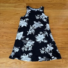 OLD NAVY Size Large Black/Gray/White Sleeveless Floral Tunic Dress