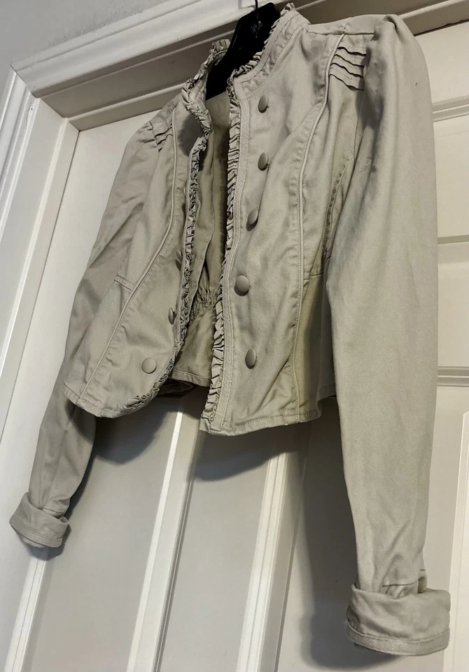 Decree Double Breasted Elasticized Back Size L Ruffled Utility Jacket  - Image 4 of 4