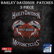 Harley Davidson Set of 3 Double Eagle Patch Embroidered Motorcycle Iron/sew on