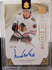 LUCAS CARLSSON / 2020-21 UPPER DECK THE CUP ROOKIE AUTO 35/36 BLACKHAWKS