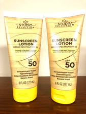 (2) Studio Selection Sunscreen Lotion SPF50 6 fl oz Exp 12/2026+ 2.33 per gallon