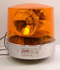 Vintage Grote 32 SAE-W3-68 Two Sealed-Beam Beacon rotating Amber Strobe Works 8"