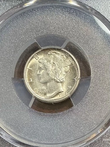 PCGS AU58 1918 S  MERCURY DIME BETTER DATE