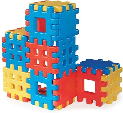 Giant Waffle Building Blocks - 18 Pieces for Indoor/Outdoor Fun, Blue/Red/Yellow - Picture 3 of 10