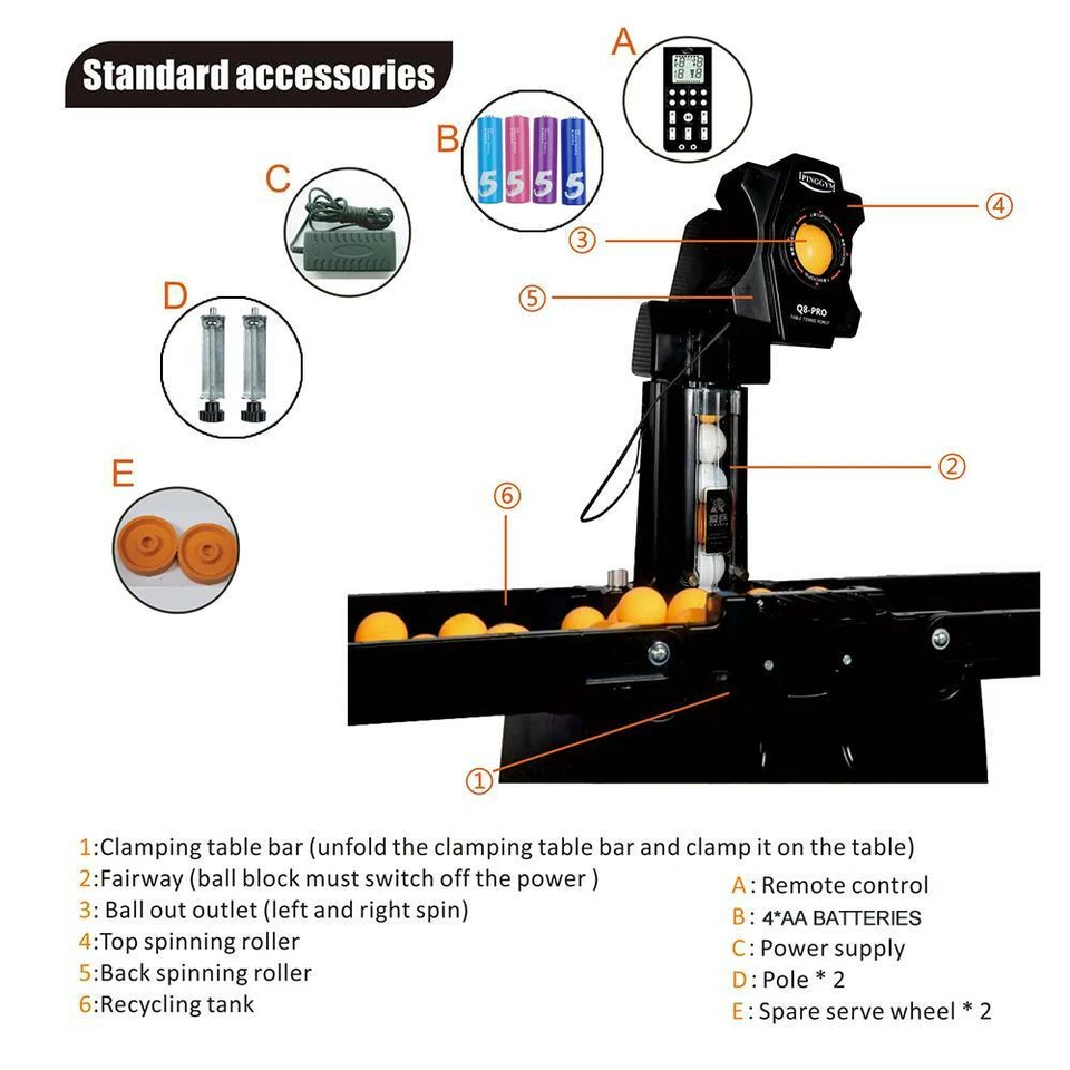 Q8-PRO Table Tennis Robot Automatic Ping Pong Ball Machine w/ Catch Net Training - Image 2 of 4