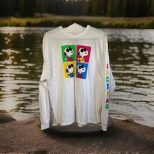 Men's Snoopy  Size XL Long Sleeve Graphic Print T-Shirt White 2022 Cotton