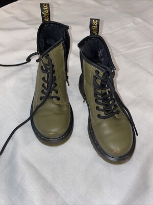 Dr Martins 1460 Kids Combat Leather Boots Size 4 Green Dr. Martens 1460 Toddler Boots Khaki Green Romario - Unisex main image 4