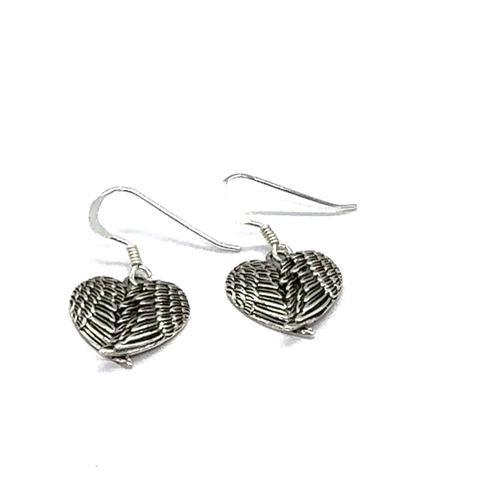925 Sterling Silver Angel Wings Heart Drop Dangle Earrings - Video 1 of 1