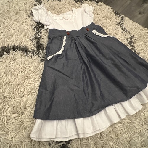 Evies Closet Dress Size 4T Boutique Blue White Short Sleeve - Picture 7 of 8
