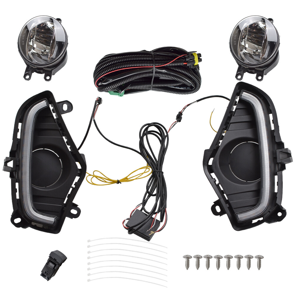 For 2019-2022 Toyota RAV4 LED DRL Lamps LED Fog Lights w/ Harness Switch Kit