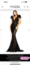 Portia And Scarlett Black Lace And Feather Gown