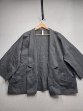 Marla Wynne Premium Flatter Fit Notch Collar Jacket Womens 1x Gray Open Front