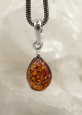 Anhänger BERNSTEIN Tropfen in 925er Silber Bernstein-Anhänger Sterling