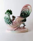 VTG Pink and Green Hull Pottery Ceramic Rooster Planter #53 Made in the USA