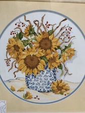 Summer Sunflowers No Count Cross Stitch Kit Unworked 14 inches round