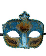 Aqua Blue Gold Music Antique Venetian Masquerade Mask