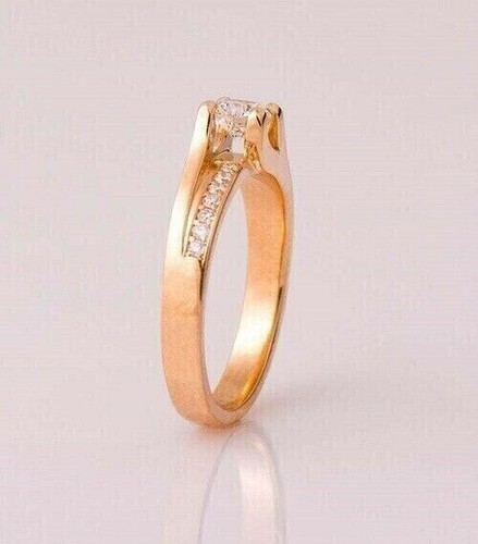 Women's 2.00 Ct Round Cut Moissanite Solitaire Engagement Band Rose Gold plated - Picture 3 of 6