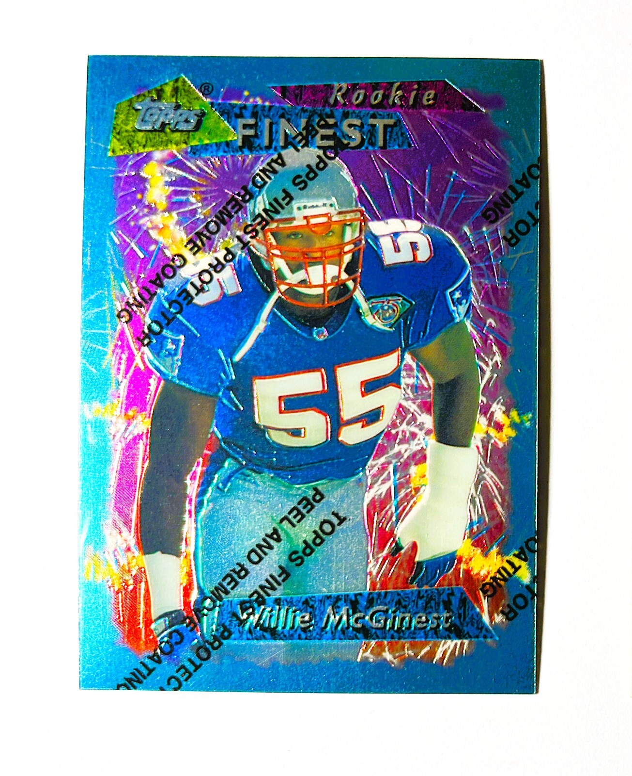 Willie McGinest-1995 Topps Finest RC With Peel And Remove Coating #110 Patriots