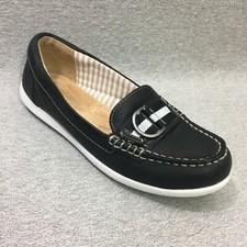 Naturalizer N5 Comfort Shoes Women's Size 6.5 Black Leather Loafers Boat Shoes
