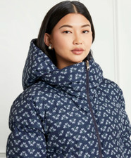 Nwt Hill House Home Reversible Edie Puffer Jacket Winter Coat Navy Posy Small S