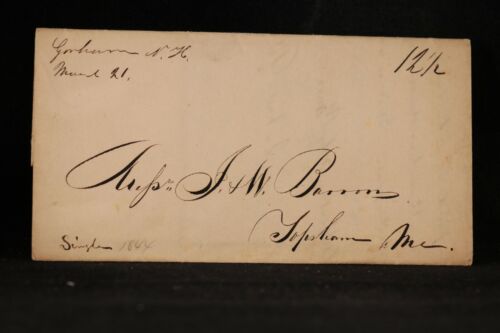 New Hampshire: Gorham 1844 Stempelloser Brief, Ms, 12-1/2c Rate to Topsham, Mass