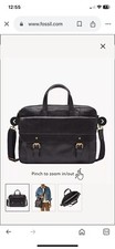 Borsa da lavoro Fossil Miles in pelle nera con tracolla invecchiata
