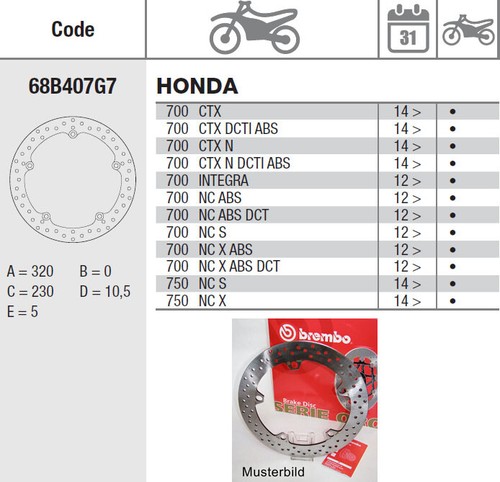 Disco Freno Honda Ctx 700 N Dcti Abs 2014 > Brembo Anteriore serie oro Moto - 第 2/2 張圖片