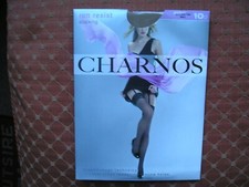 Image of CHARNOS RUN RESIST STOCKINGS SMALL NATURAL TAN 10DEN SEALED PACK LACE TOP SHEER