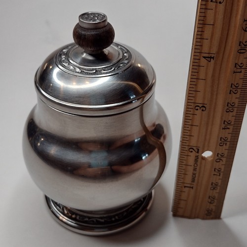 ONEIDA Vintage 18/8 Stainless Steel Covered Sugar Bowl Wood Handle MCM Japan - Picture 6 of 12