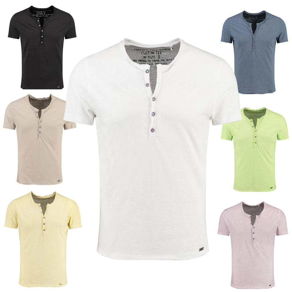 Key Largo Herren Henley T-Shirt Lemonade mit Knopfleiste vintage Look slim fit - Bild 1 von 1