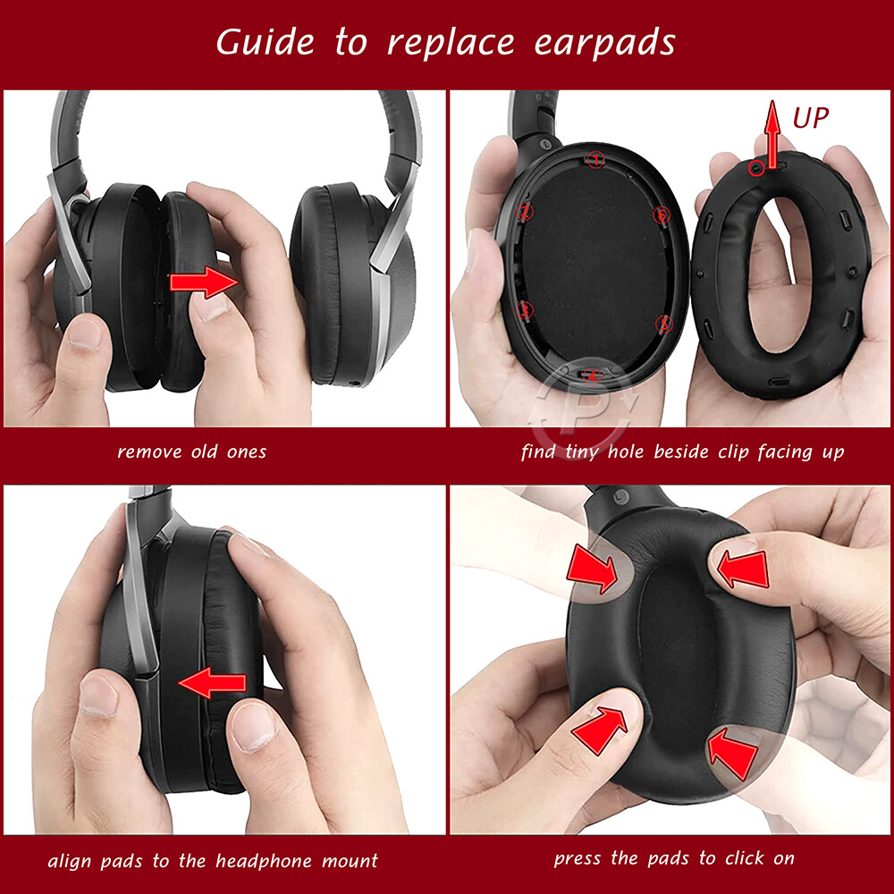 Replacement Ear Pads Pleather Cushions for Sony WH-1000XM2, MDR