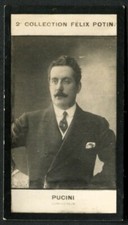 Trade Card, Felix Potin Chocolate France, CELEBRITIES, Pucini, Composer